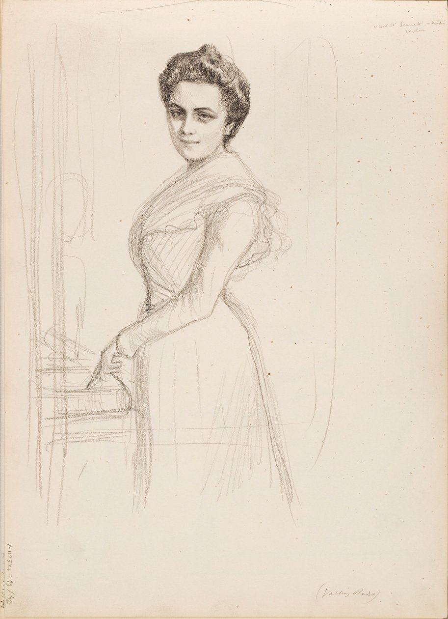 Camille Vallery-Radot, Portrait Sketch by Albert Edelfelt