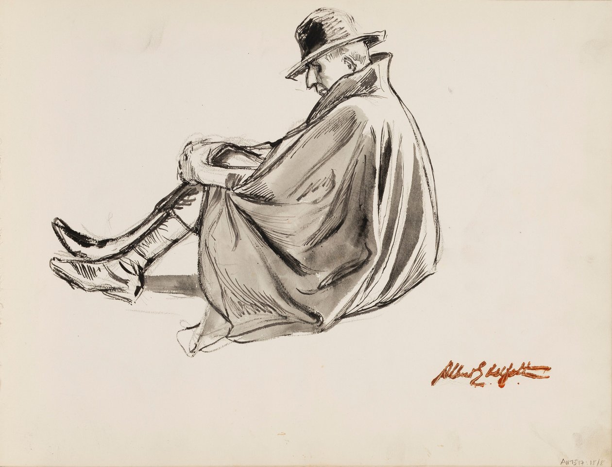 Seated Man in a Cloak by Albert Edelfelt