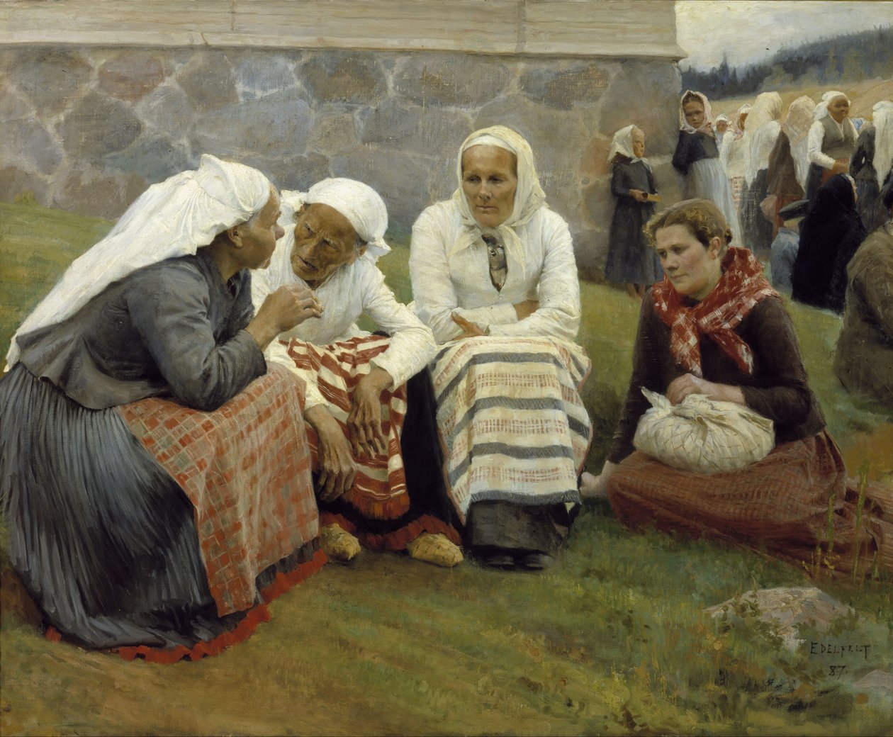 Women outside the Church at Ruokolahti by Albert Edelfelt