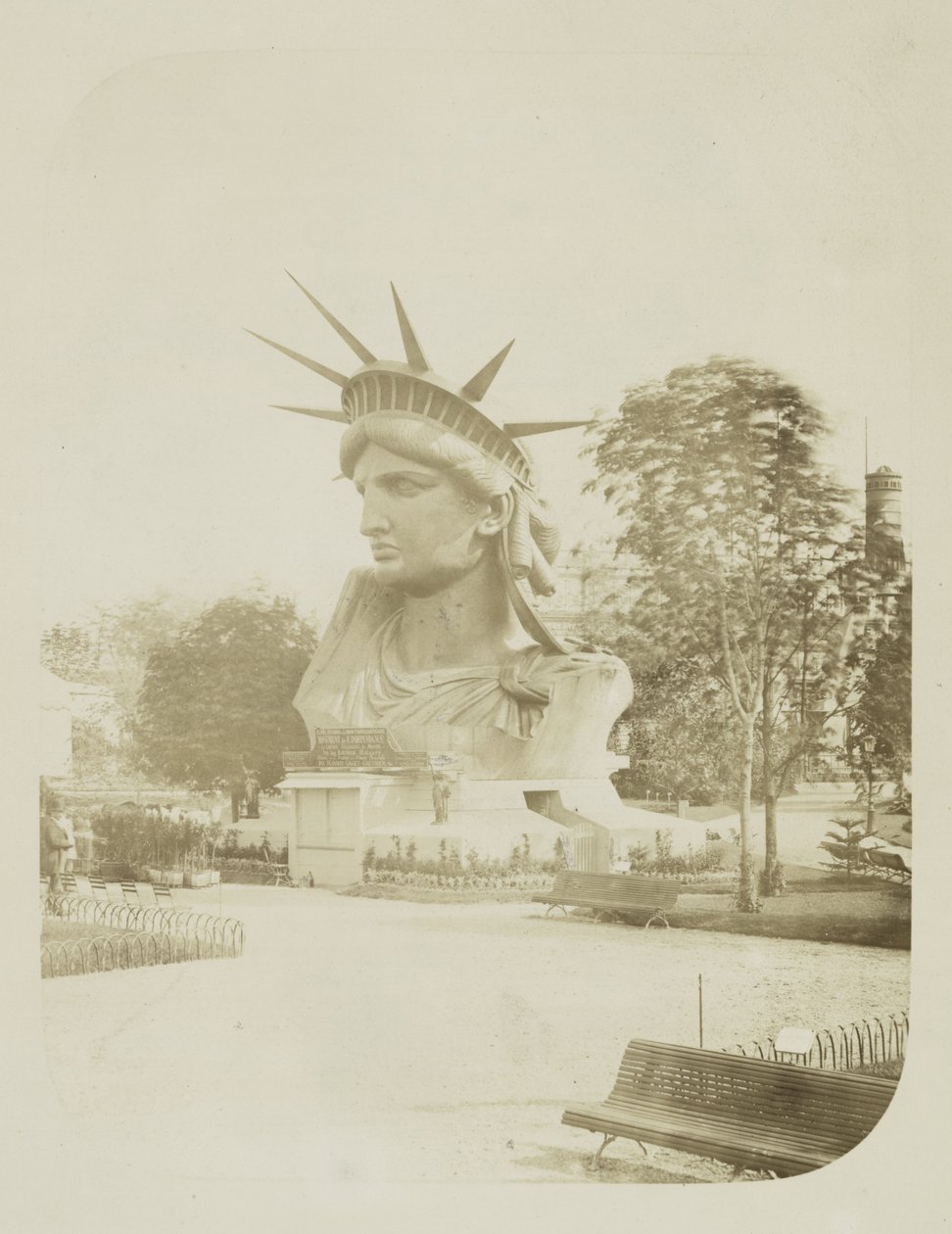 Head of the Statue of Liberty on Display in a Park in Paris by Albert Fernique