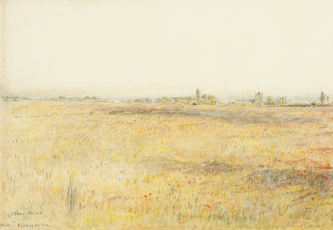 Cornfields, Hooe. Bexhill on Sea by Albert Goodwin