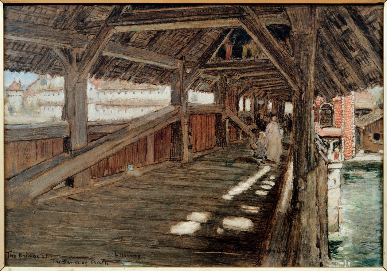 The Bridge of the Dance of Death (Spreuerbrucke) in Lucerne by Albert Goodwin