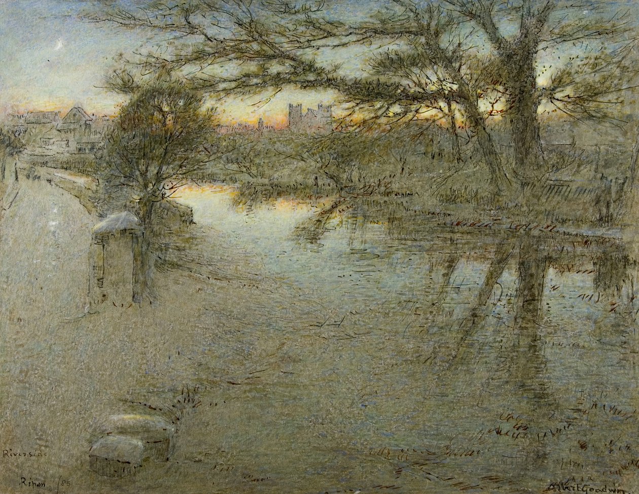 Riverside, Ripon by Albert Goodwin