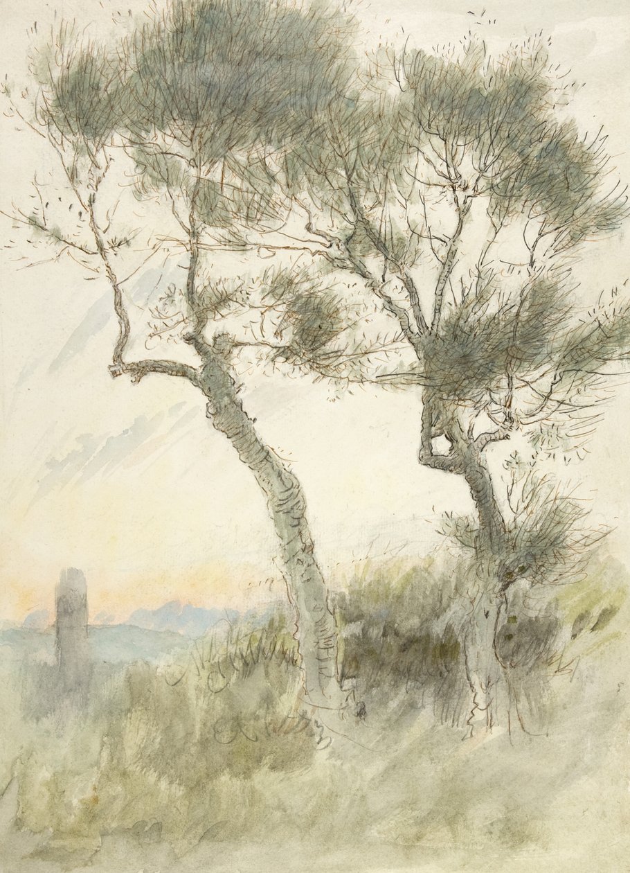 Study of Two Trees by Albert Goodwin