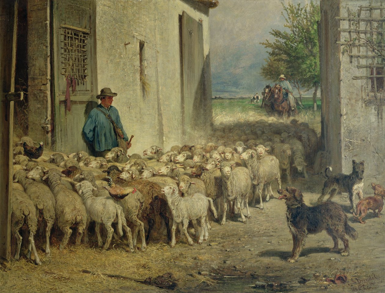 Return to the Sheepfold, 1860 by Albert Heinrich Brendel