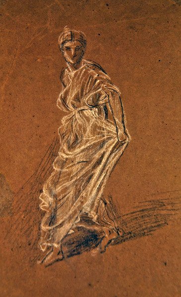 Study of a girl stepping forward and wearing a long dress, c.1870 by Albert Joseph Moore