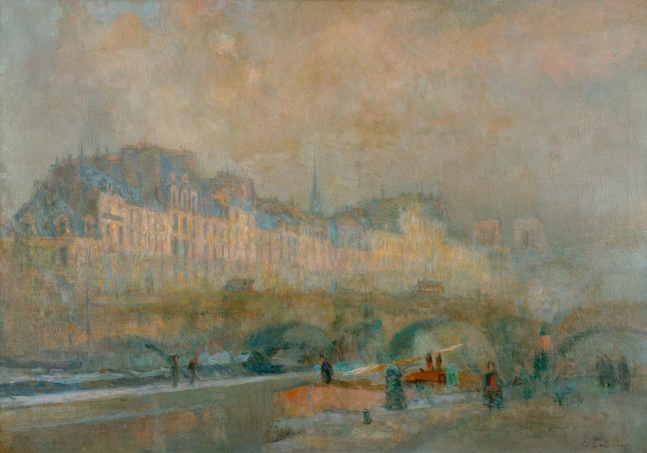 Paris, the Monnaie Lock; Winter Sun, or View of the Po by Albert Lebourg