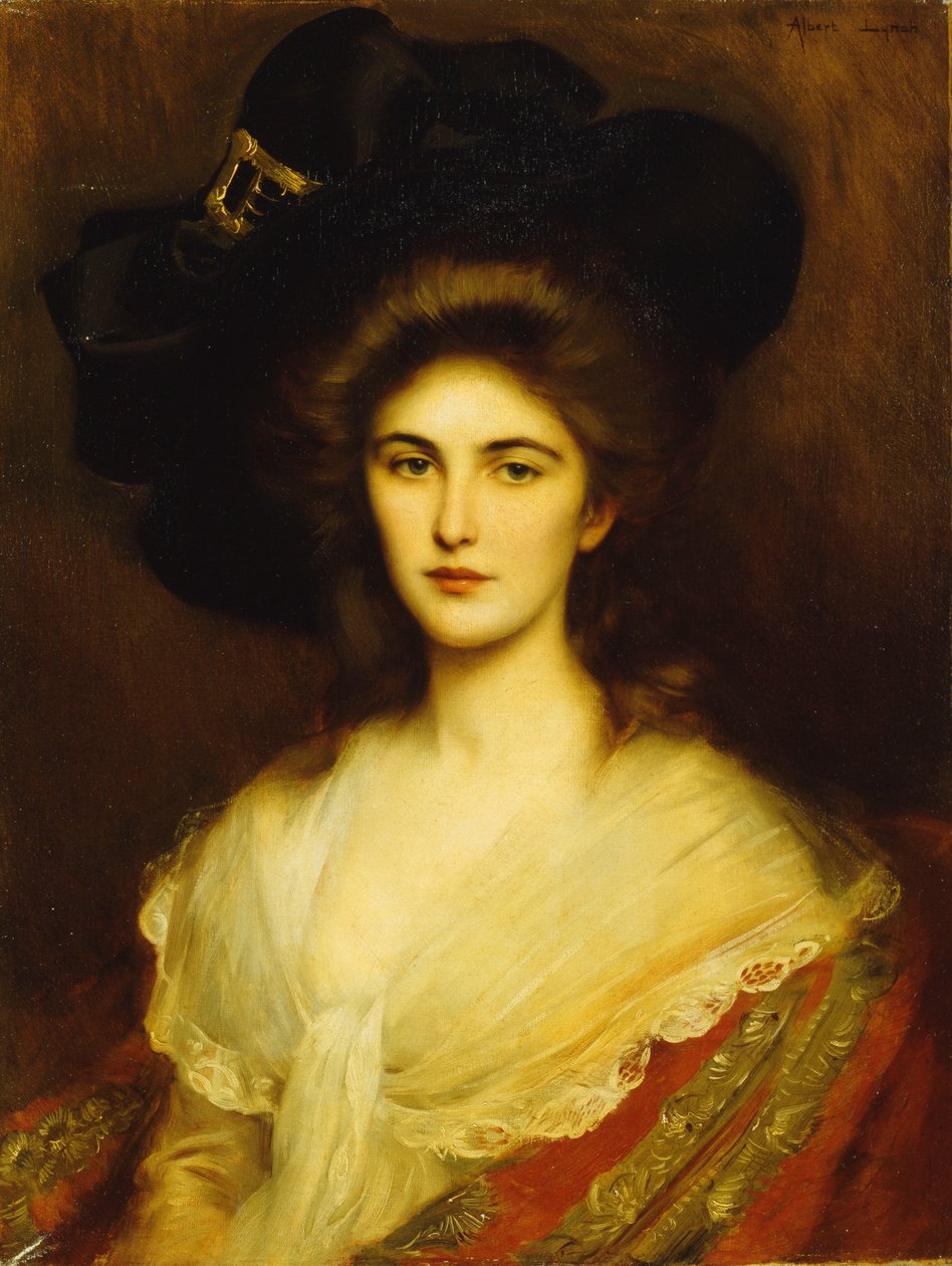 Portrait of an Elegant Lady in a Black Hat by Albert Lynch