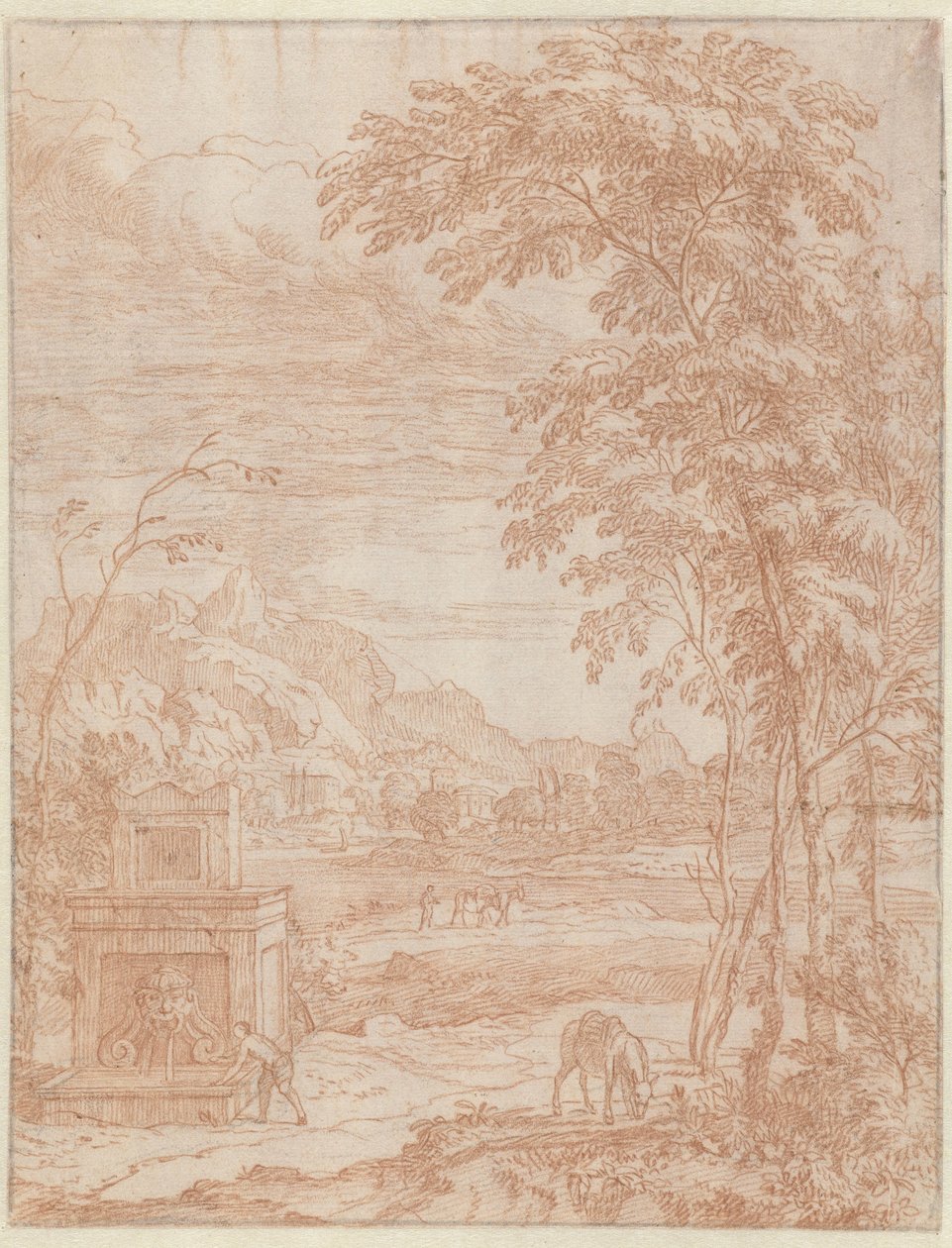 Italianate Landscape with a Fountain by Albert Meyering