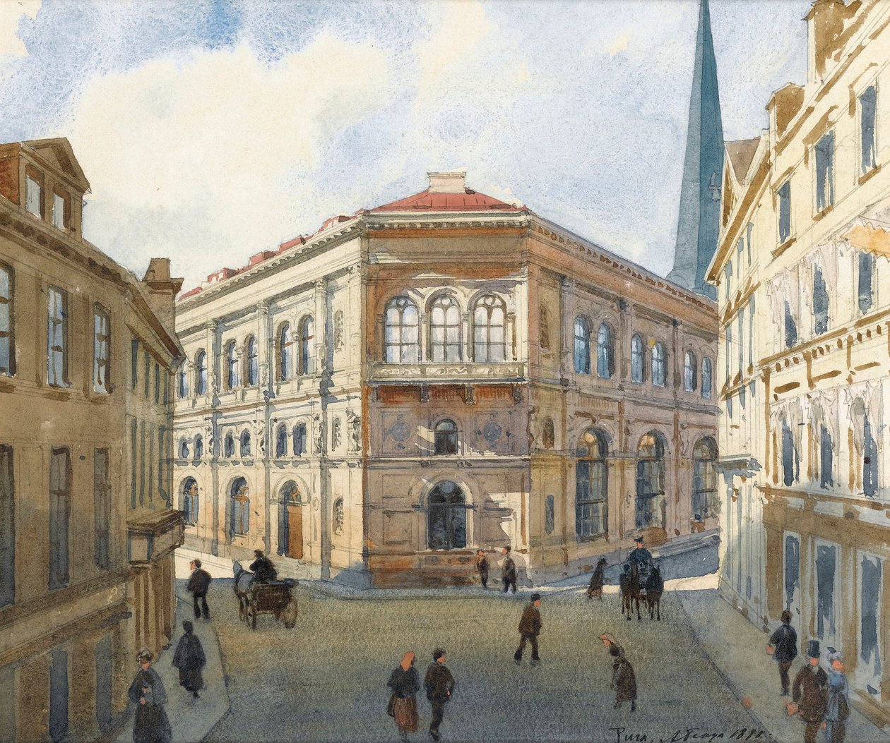 View of the Riga Stock Exchange by Albert Nikolaevich Benois