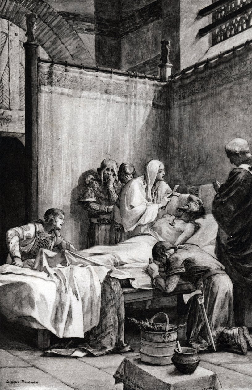 Death of Clovis I of the Franks in Paris on November 27th 511 - Death of Clovis - Drawing by Albert Maignan by Albert Pierre Rene Maignan