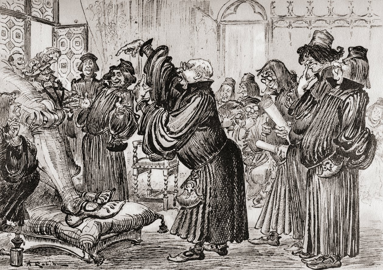 Le Sophiste feut introduict et commença sa harangue en toussant by Albert Robida