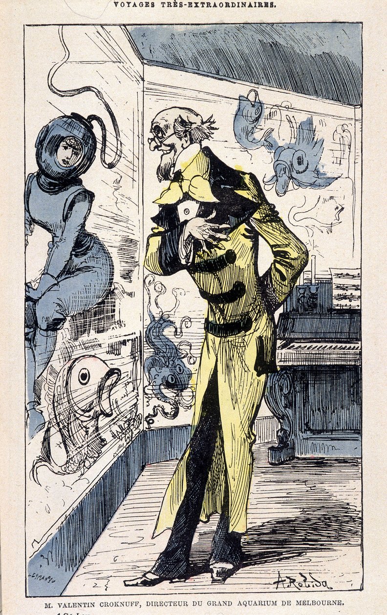 Mr. Valentin Croknuff, director of the great aquarium of Melbourne, parody of Jules Verne, 