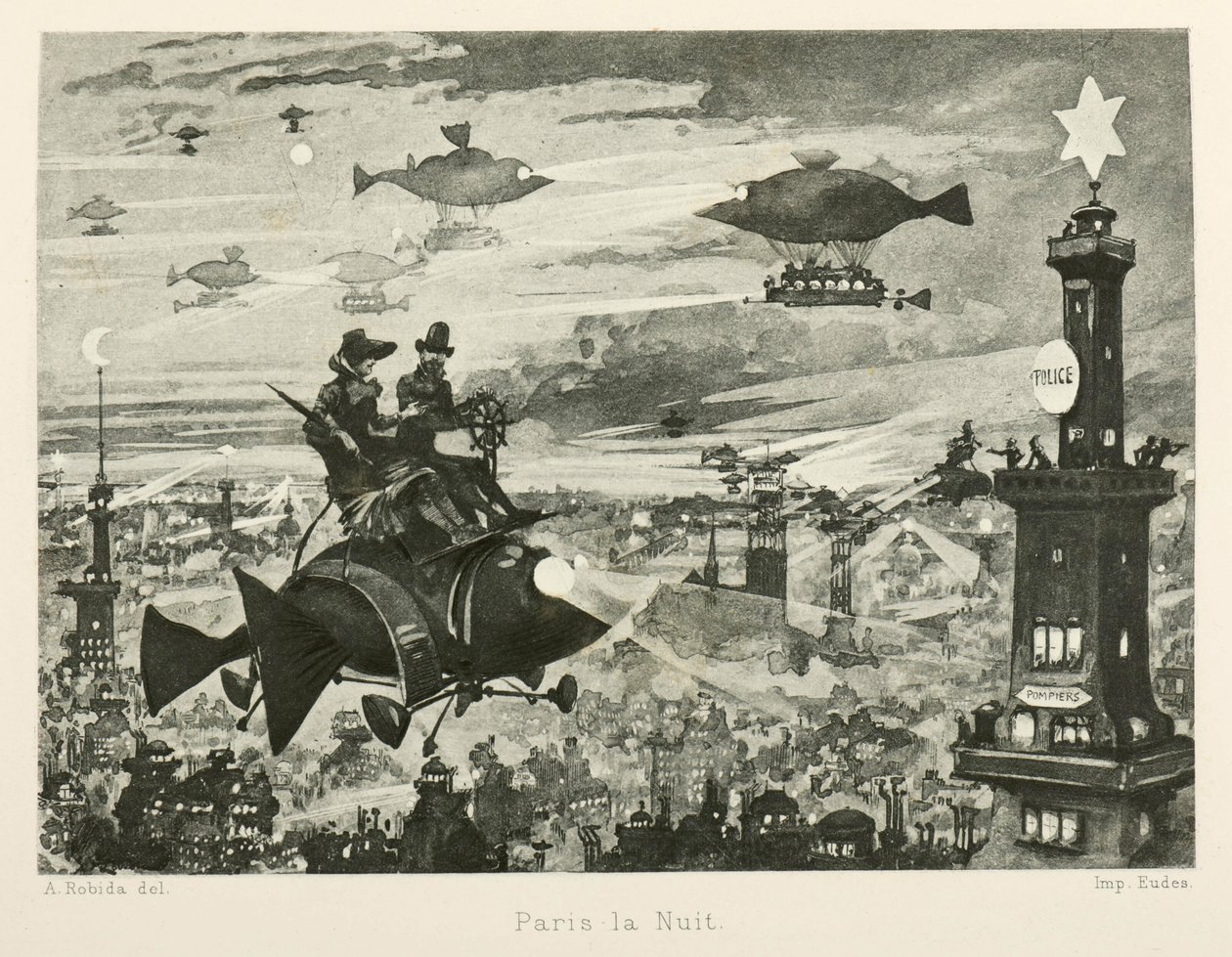 Paris by night, the twentieth century by Albert Robida