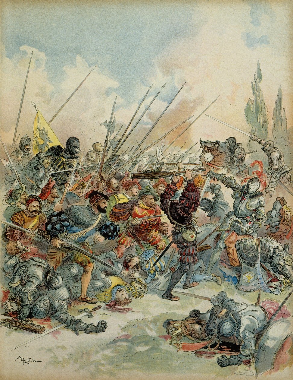 Sixth Italian War (1521-1526): King Francois I in Pavia on February 24 by Albert Robida