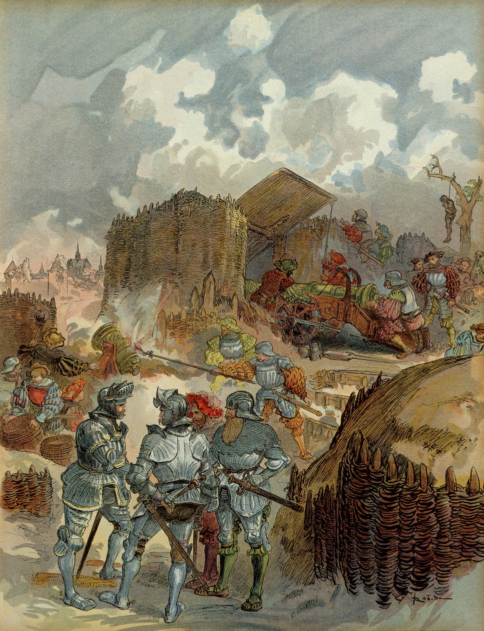 Sixth Italian War: Pierre Terrail de Bayard at the headquarters of Mezieres in 1521 by Albert Robida