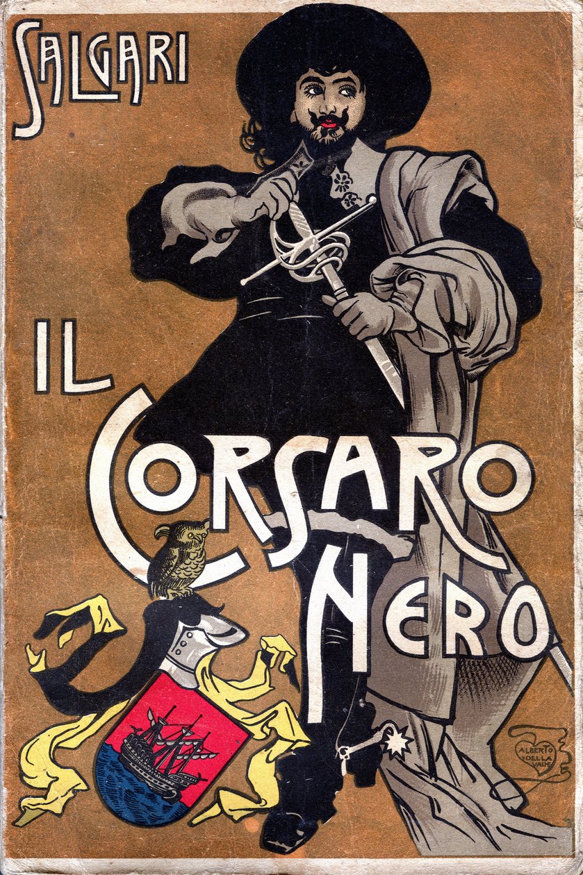 Cover of the novel Il Corsaro Nero The Black Privateer by Emilio Salgari by Alberto Della Valle