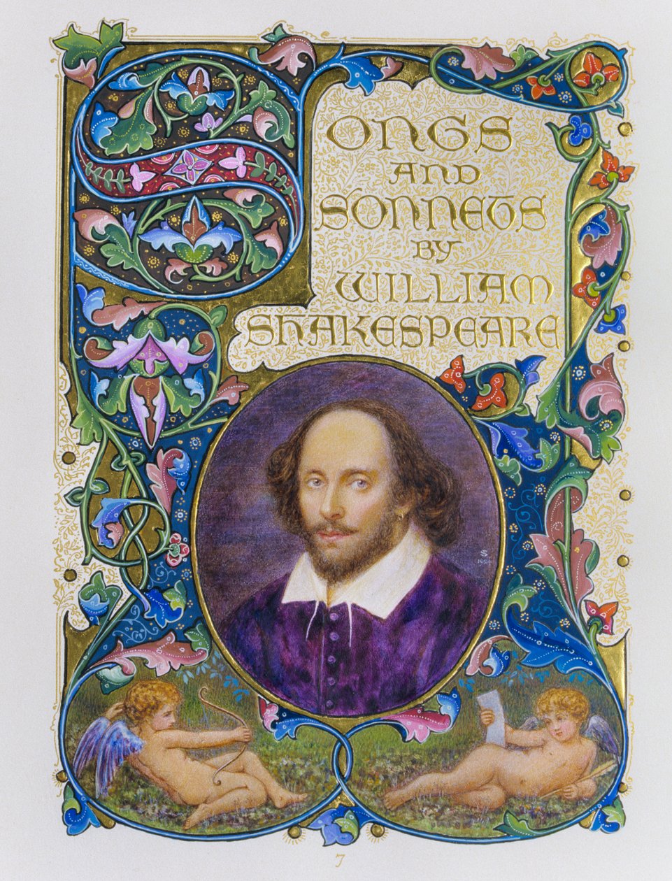Book Frontispiece with Fine Color Portrait of William Shakespeare by Artist Alberto Sangorski by Alberto Sangorski