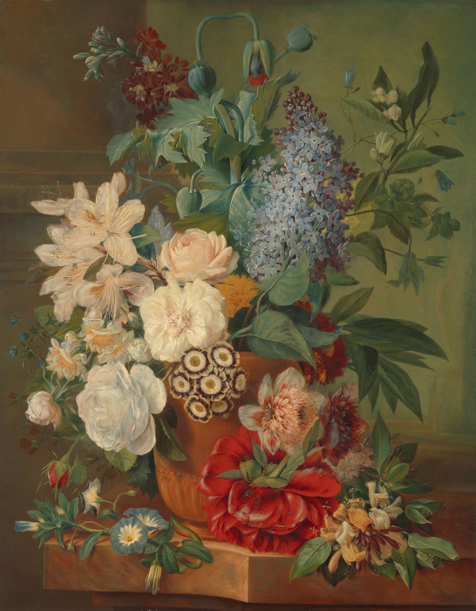 Flowers in a Terra Cotta Vase by Albertus Jonas Brandt