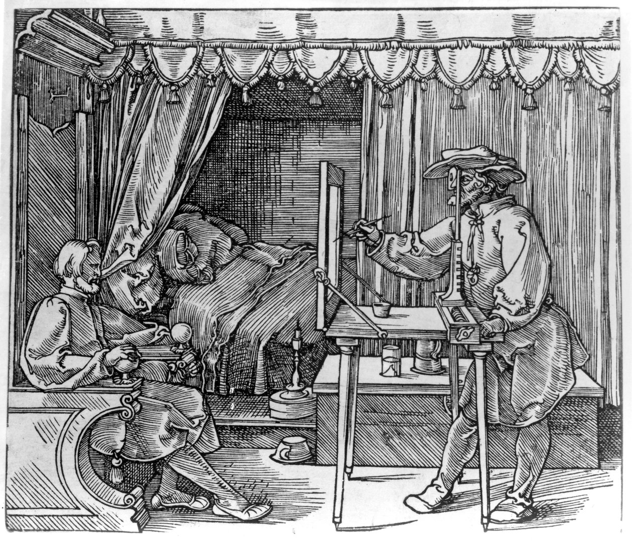 A Draughtsman Taking Details for a Portrait, Using a Perspective Apparatus for Drawing onto Glass, from 