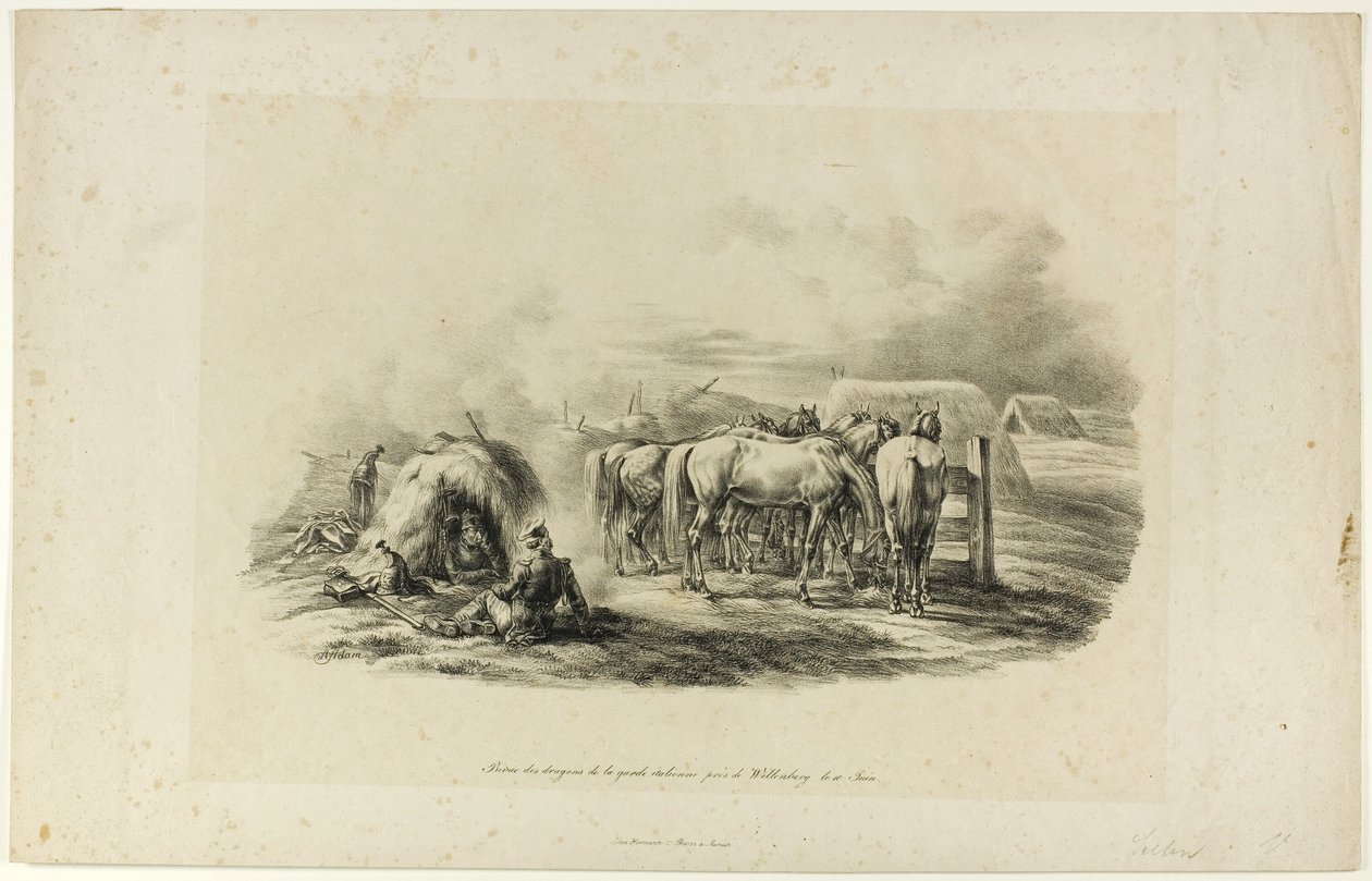 Bivouac of the Dragons of the Italian Guard near Wittenberg on the Tenth of June by Albrecht Adam