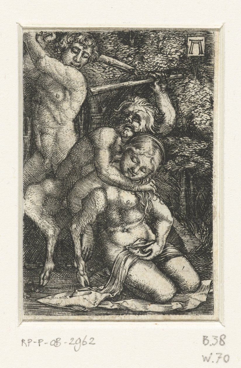 Satyr and a Man Fighting Over a Woman by Albrecht Altdorfer