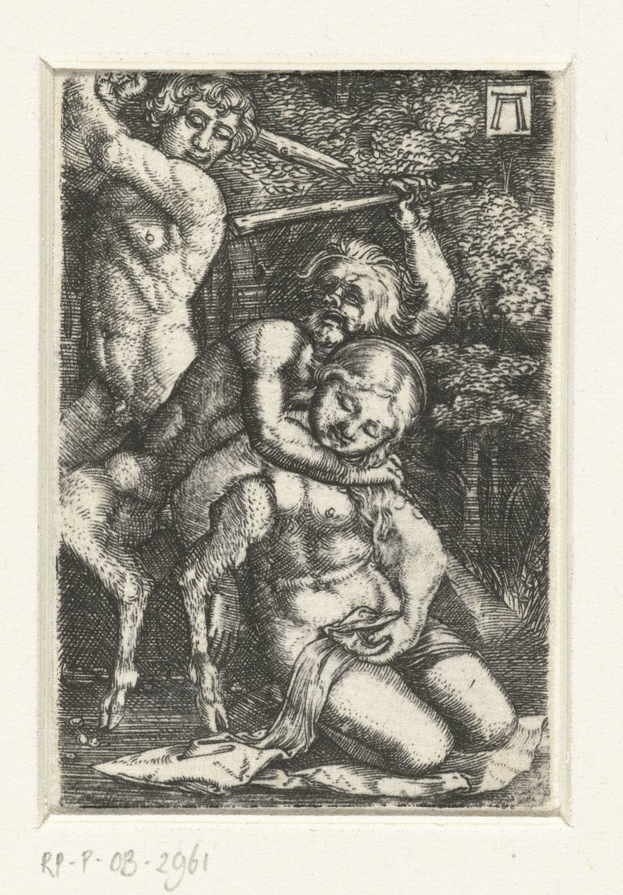 Satyr and a Man Fighting Over a Woman by Albrecht Altdorfer
