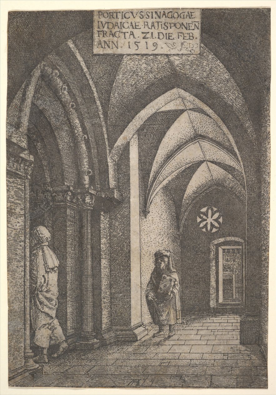 The Entrance Hall of the Regensburg Synagogue by Albrecht Altdorfer