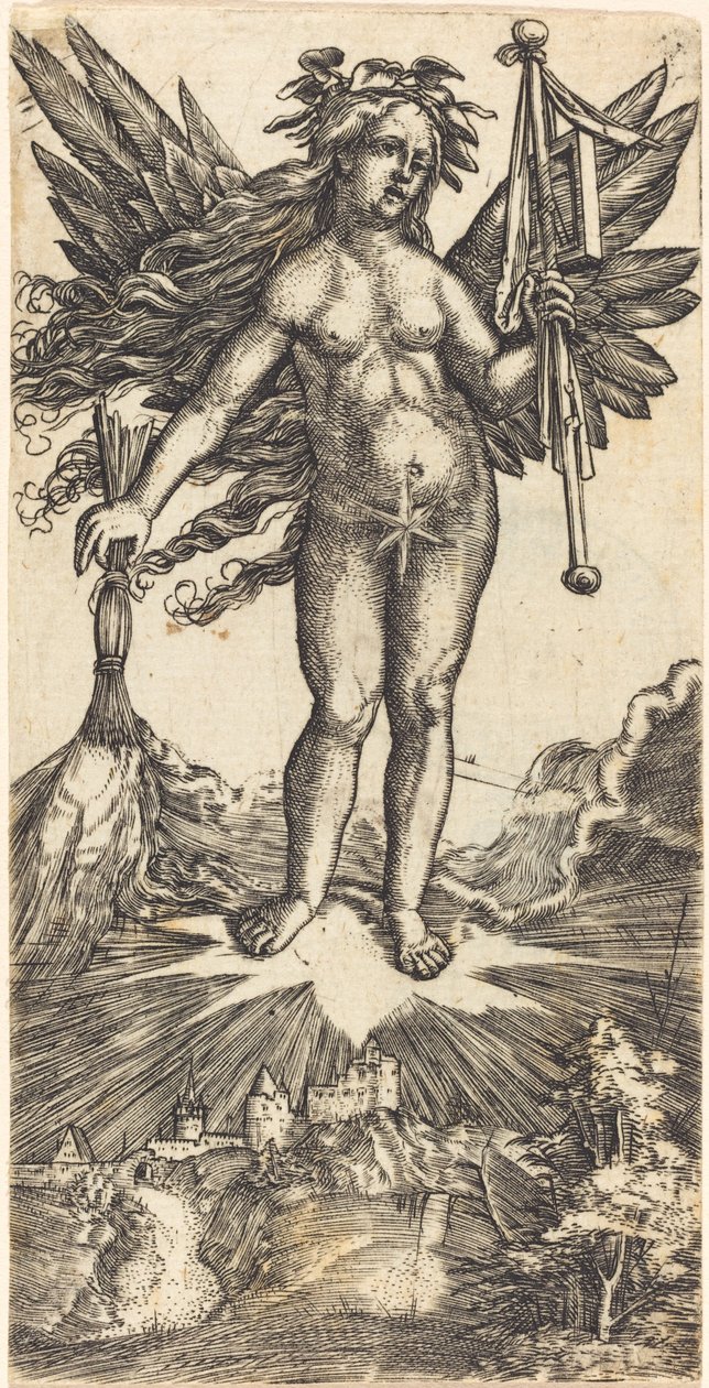 Winged Woman on a Star by Albrecht Altdorfer