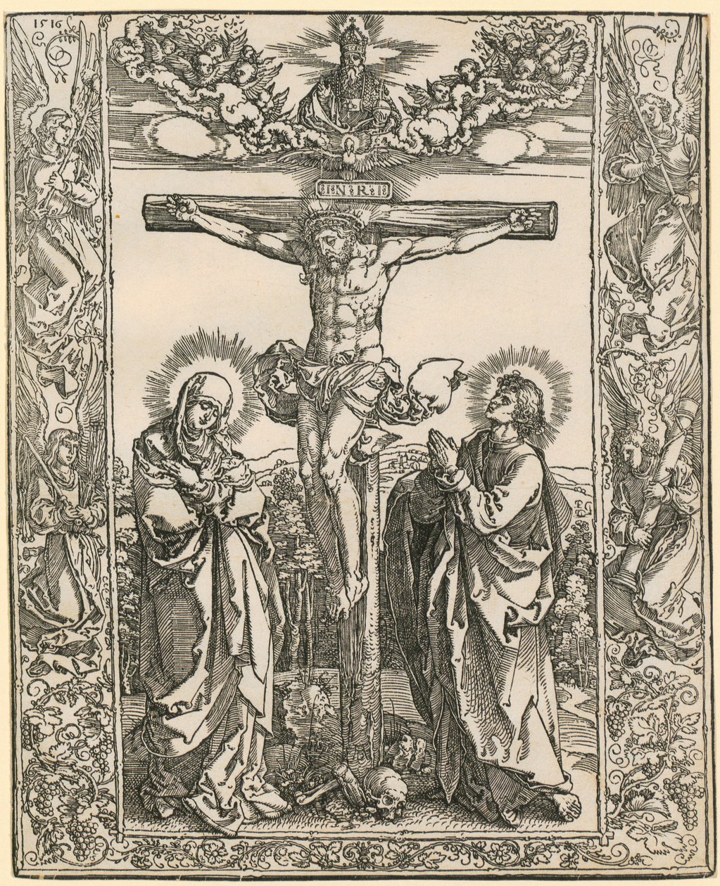 Christ on the Cross with Angel Border by Albrecht Dürer