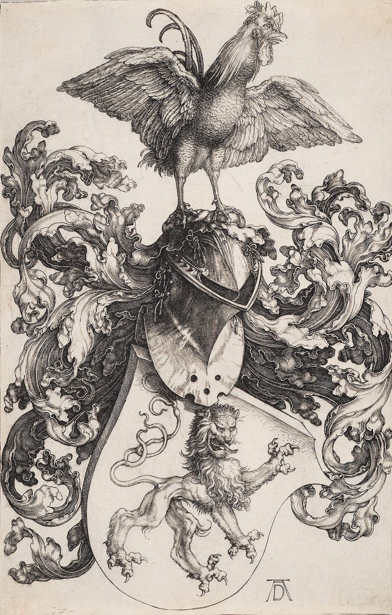 Coat of Arms with a Lion and a Cock by Albrecht Dürer