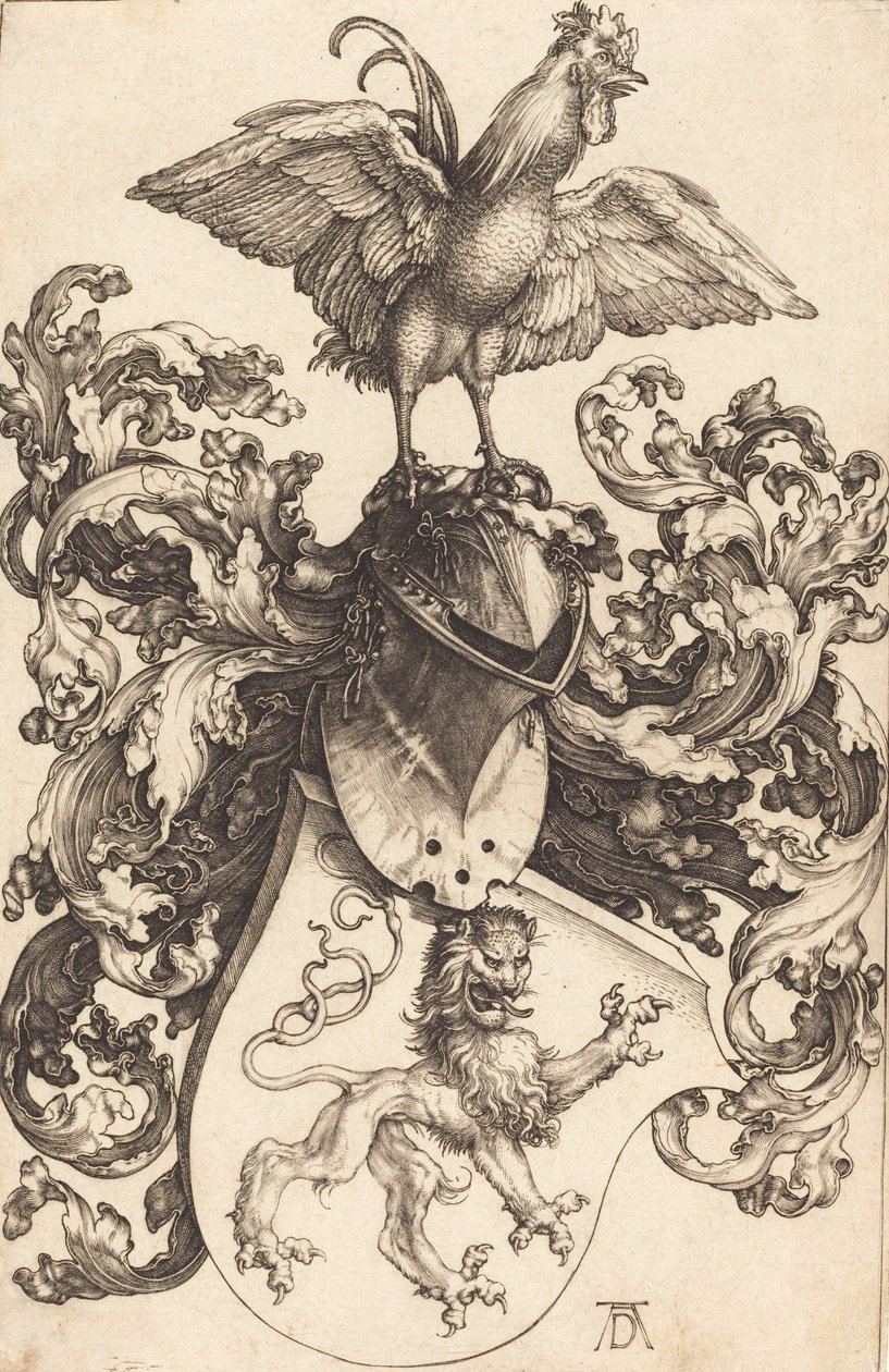 Coat of Arms with a Lion and a Cock by Albrecht Dürer