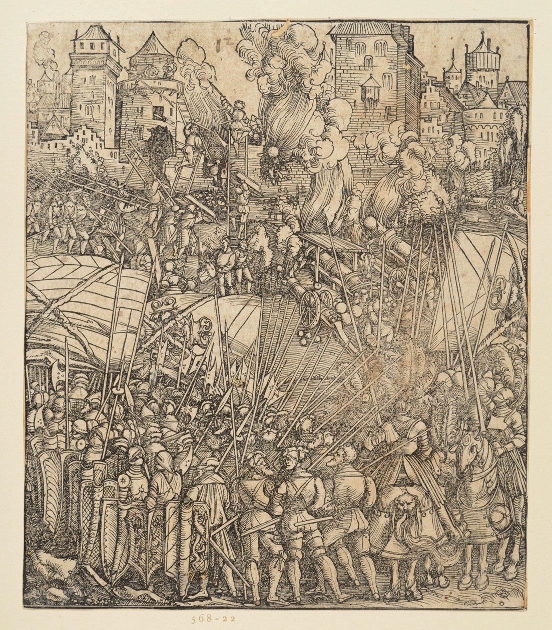 The Triumphal Arch of Emperor Maximilian I (Fragment v. 24b): The Battle Scene Top Left by Albrecht Dürer