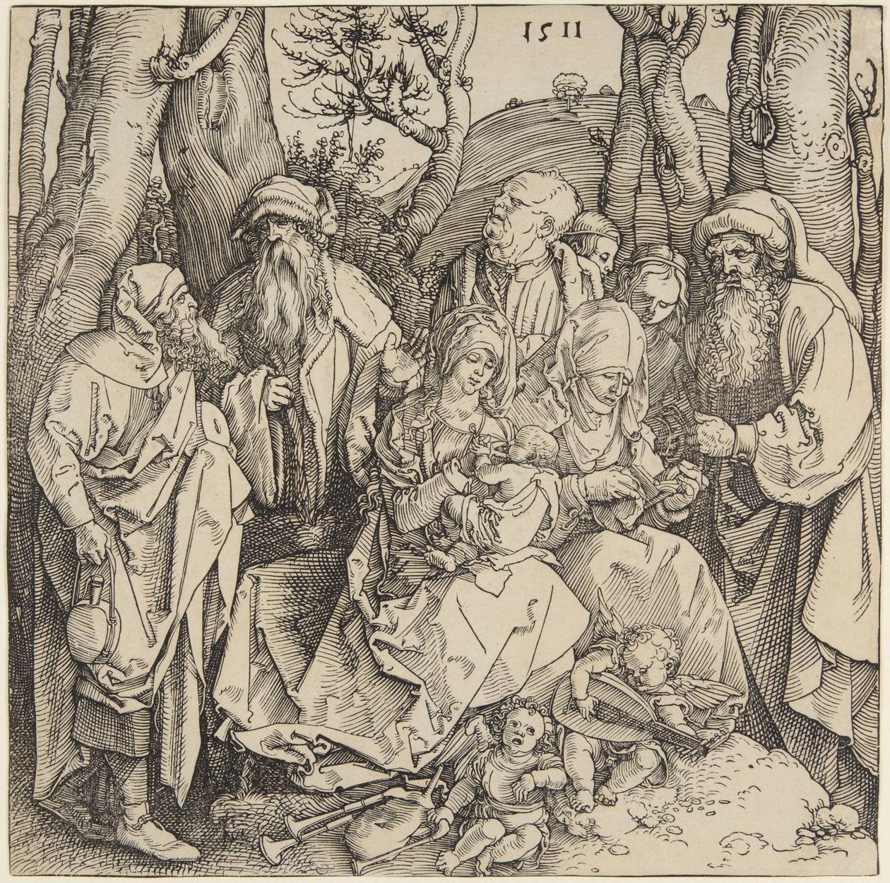 Holy Kinship with Two Musical Angels by Albrecht Dürer