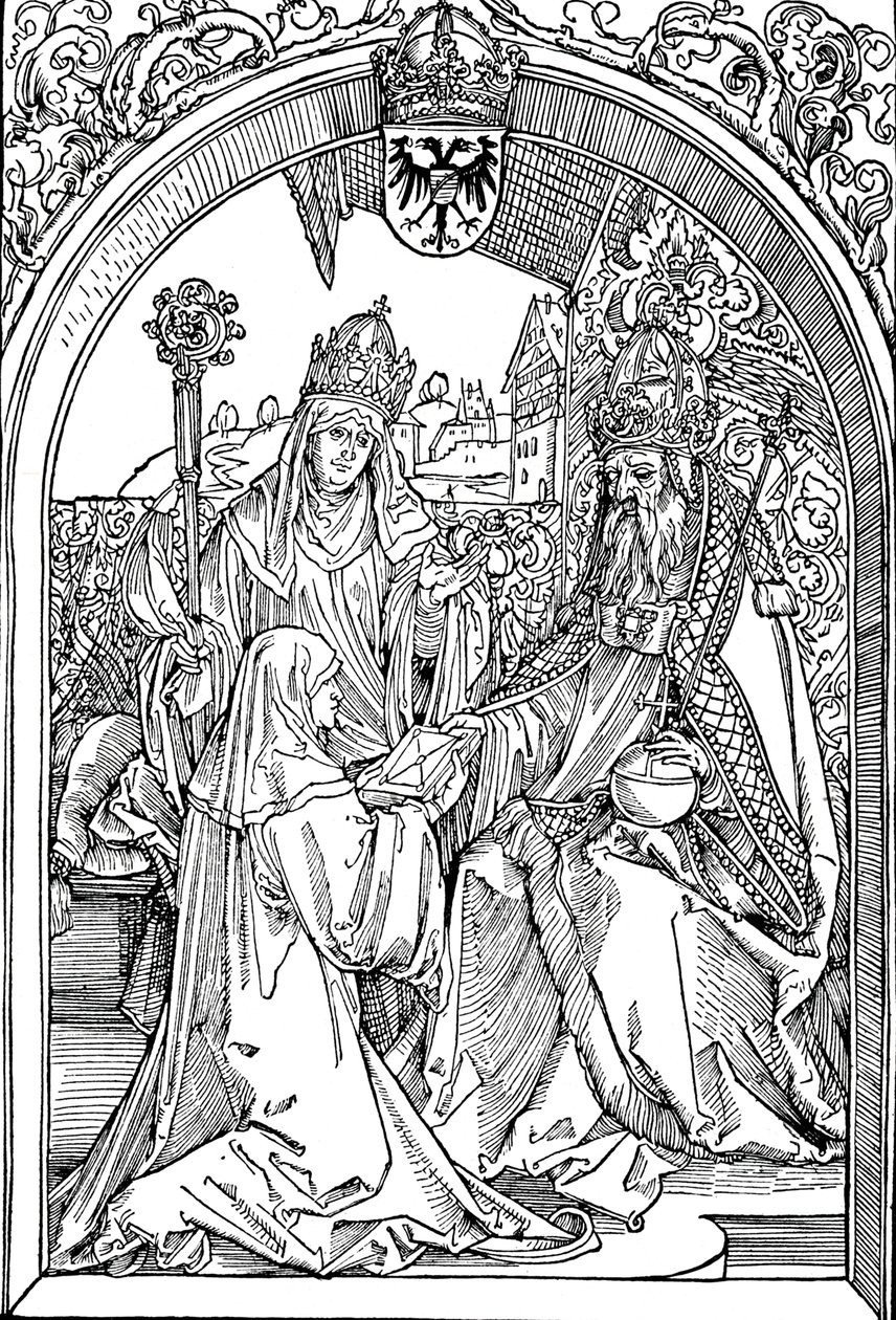 Hrotsvitha Presenting Her Book to the Emperor Otto I by Albrecht Dürer