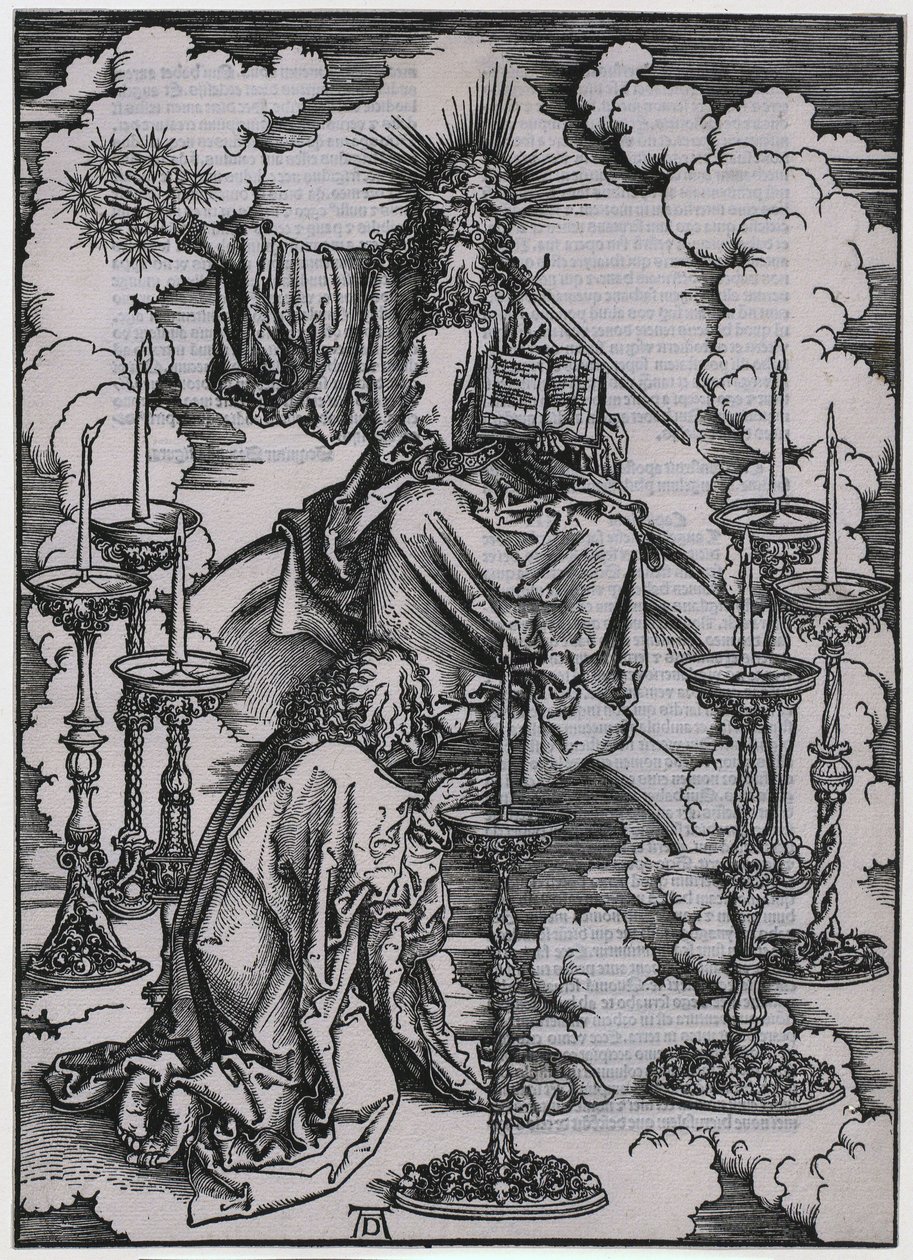 John Sees the Seven Candlesticks, I. Figure, Plate 3 of the Series "The Apocalypse" by Albrecht Dürer