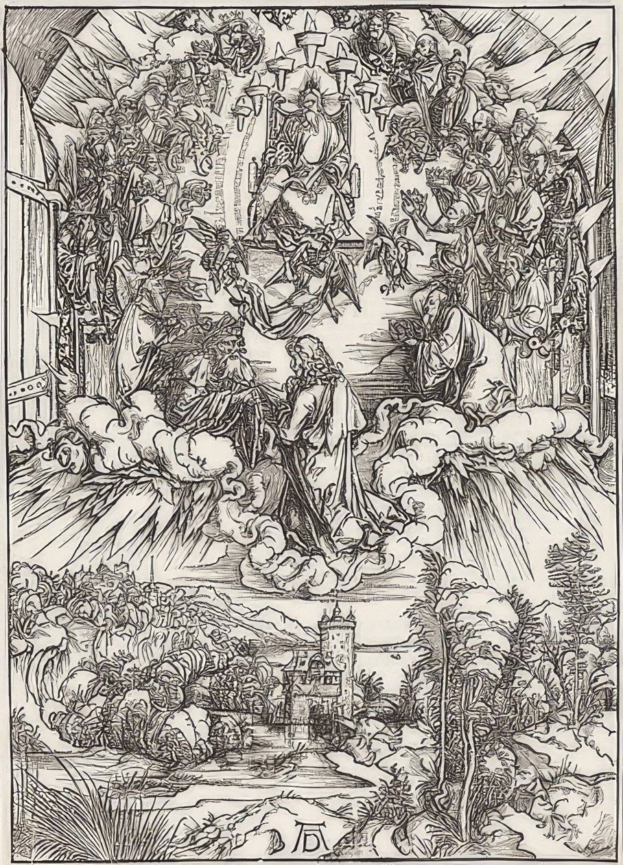 John Before God the Father and the Elders, from the Series of the Apocalypse. 1496 by Albrecht Dürer