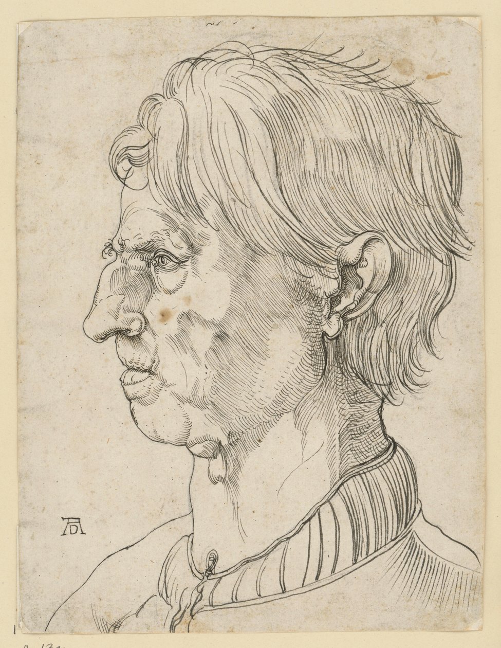 Head of an Older Beardless Man, in Profile Facing Left by Albrecht Dürer