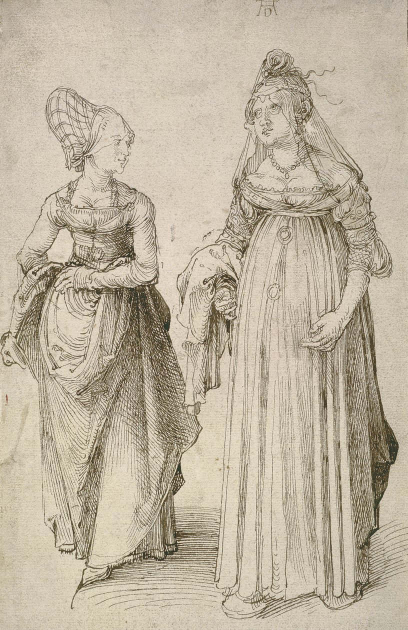 Lady in Venetian Dress Contrasted with a Nuremberg Hausfrau by Albrecht Dürer