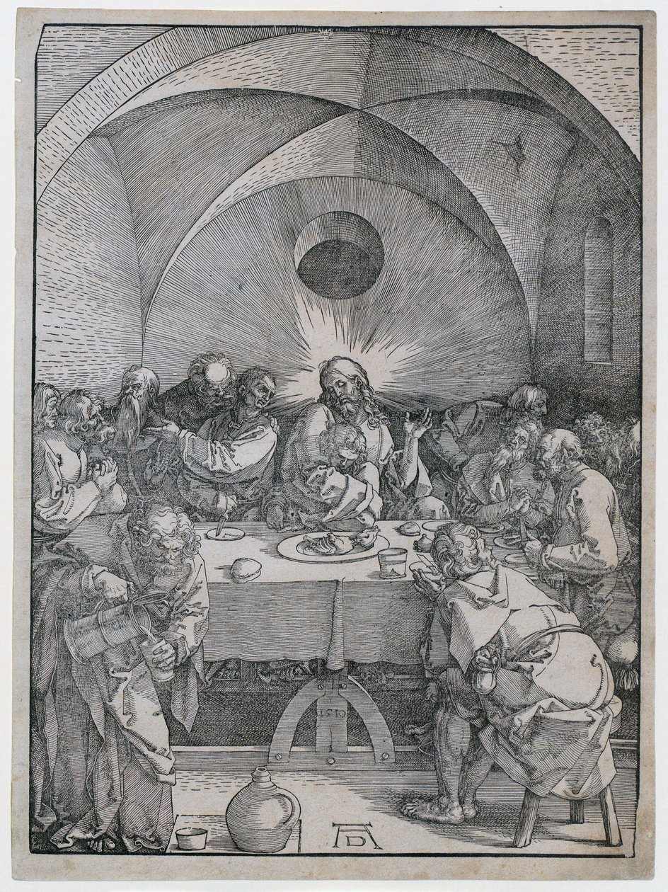 Last Supper, Plate 2 of the Series "The Great Passion" by Albrecht Dürer
