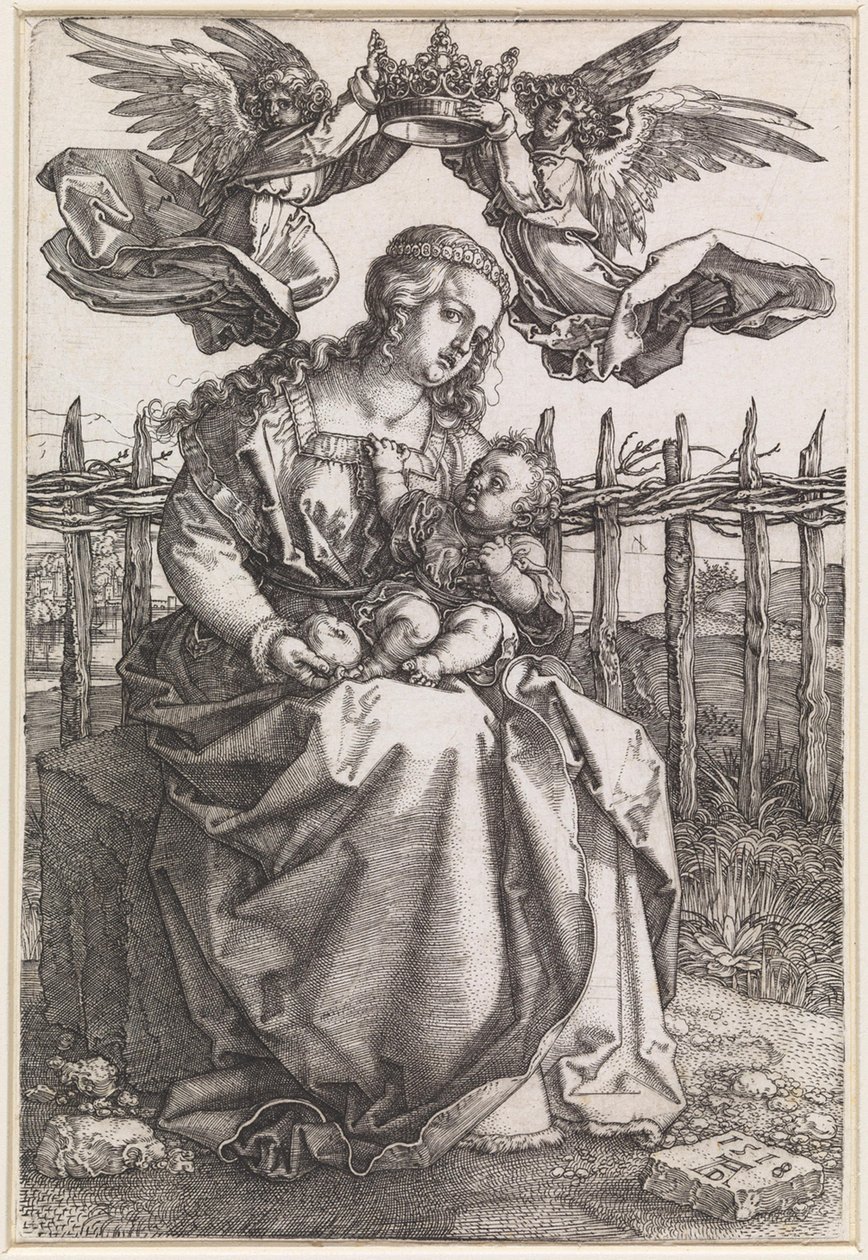 Mary with Child Crowned by Two Angels by Albrecht Dürer