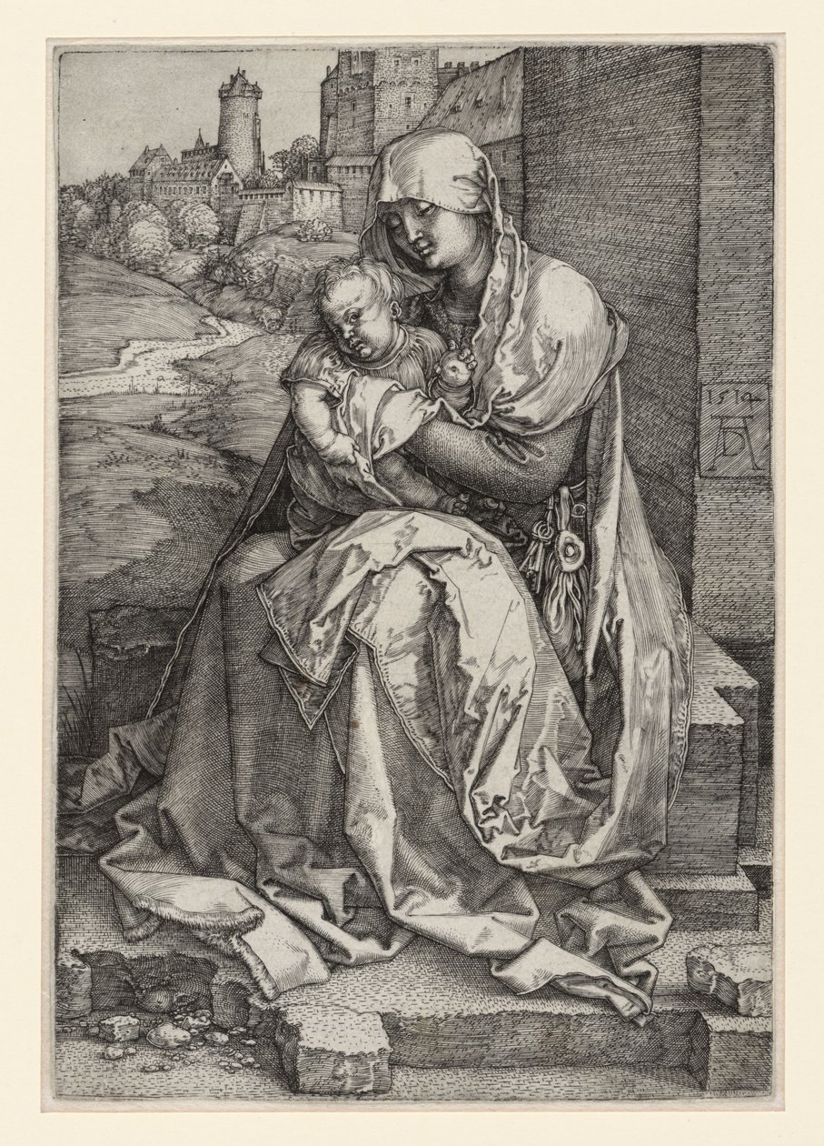 Mary with Child Sitting in Front of a Wall by Albrecht Dürer