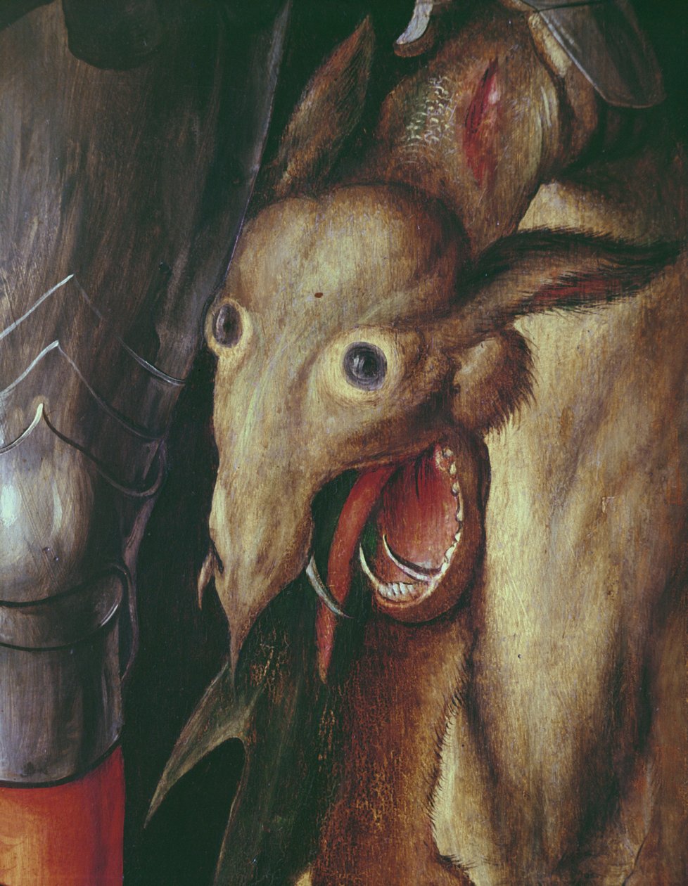 Paumgartner Altarpiece: detail of the Left Hand Wing, depicting the head of the dragon defeated by St. George (detail) by Albrecht Dürer