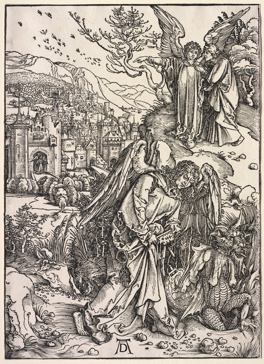 Revelation of St. John: Angel with the Key of the Bottomless Pit by Albrecht Dürer