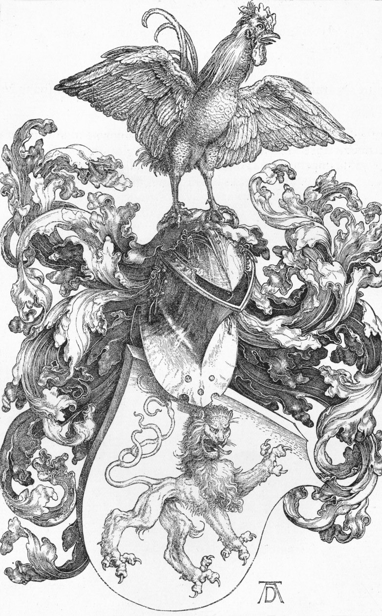 The Coat of Arms with a Lion and a Cock, c1502-1503 by Albrecht Dürer