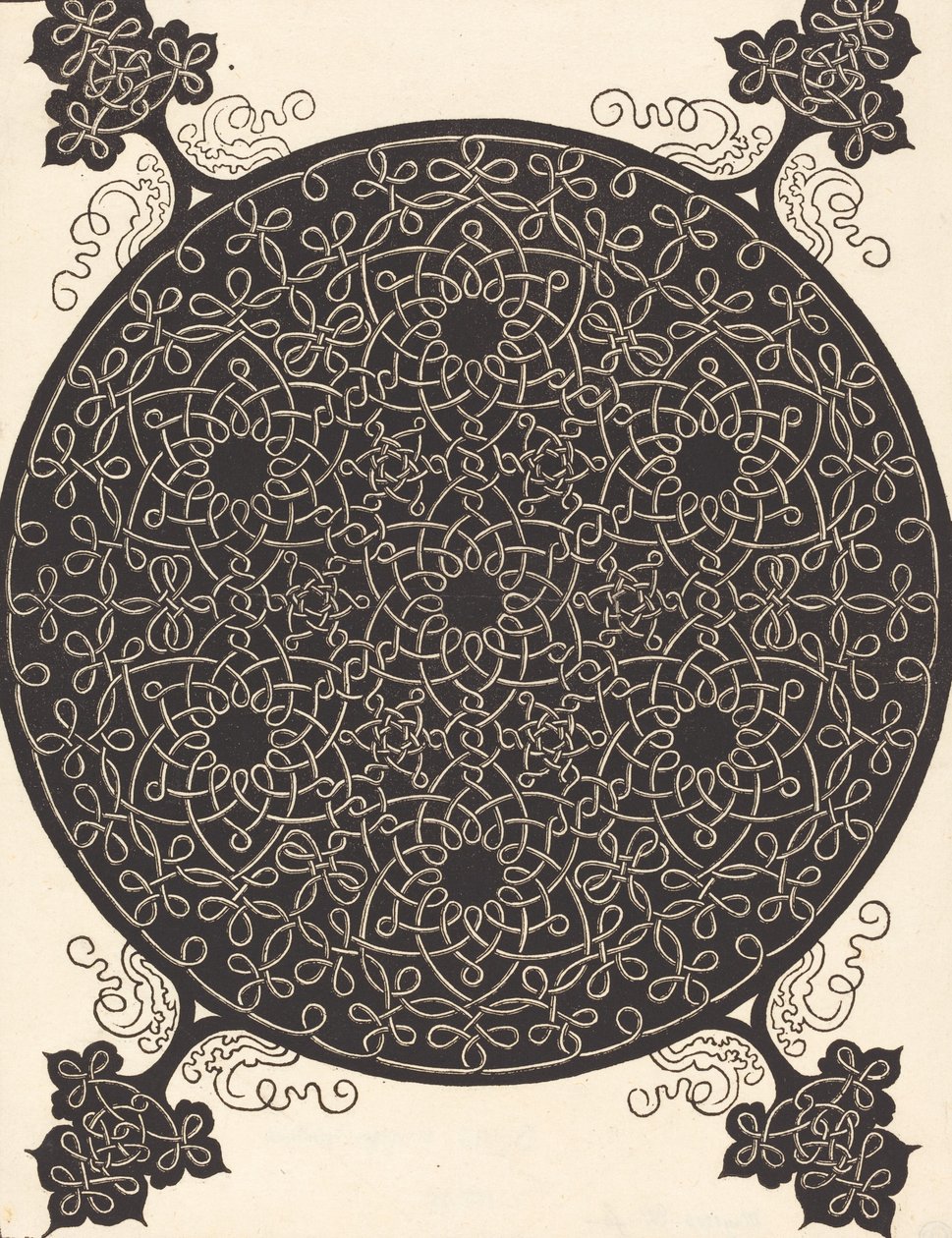 The Sixth Knot combining seven small systems of knots with black centers by Albrecht Dürer