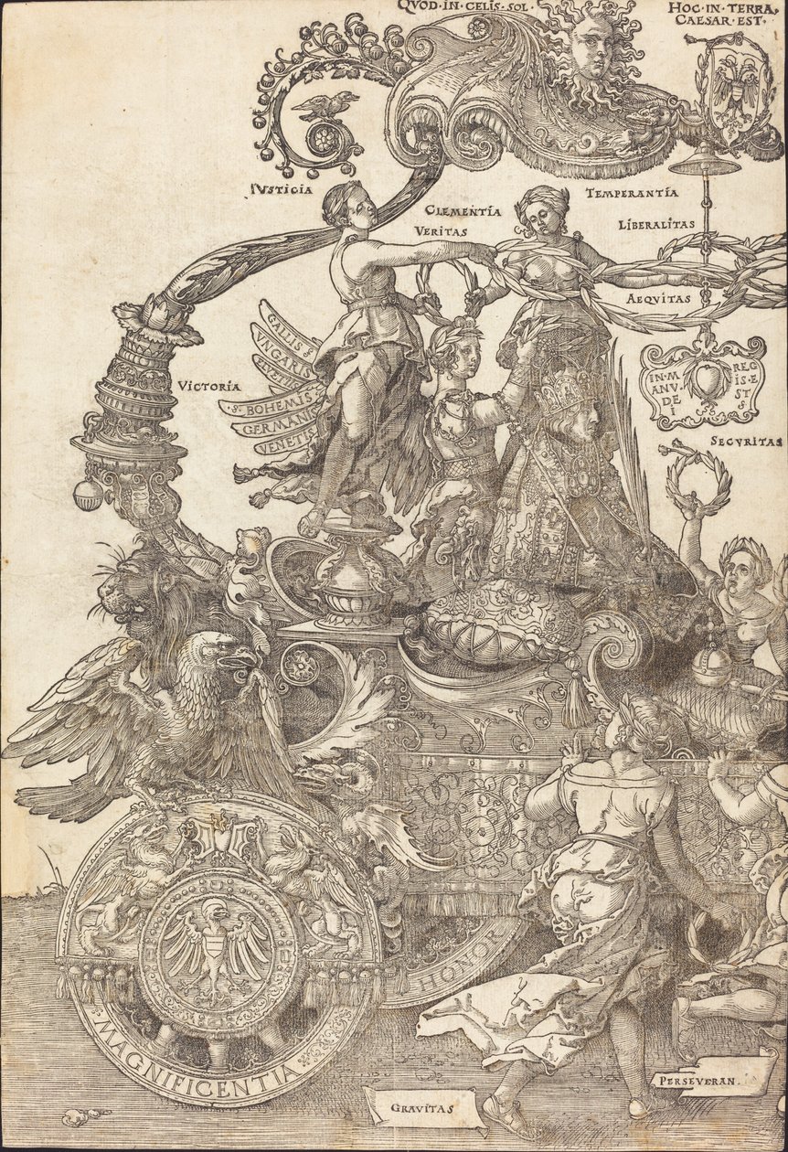 The Triumphal Chariot of Maximilian I The Great Triumphal Car [plate 1 of 8], 1523 Latin ed. by Albrecht Dürer
