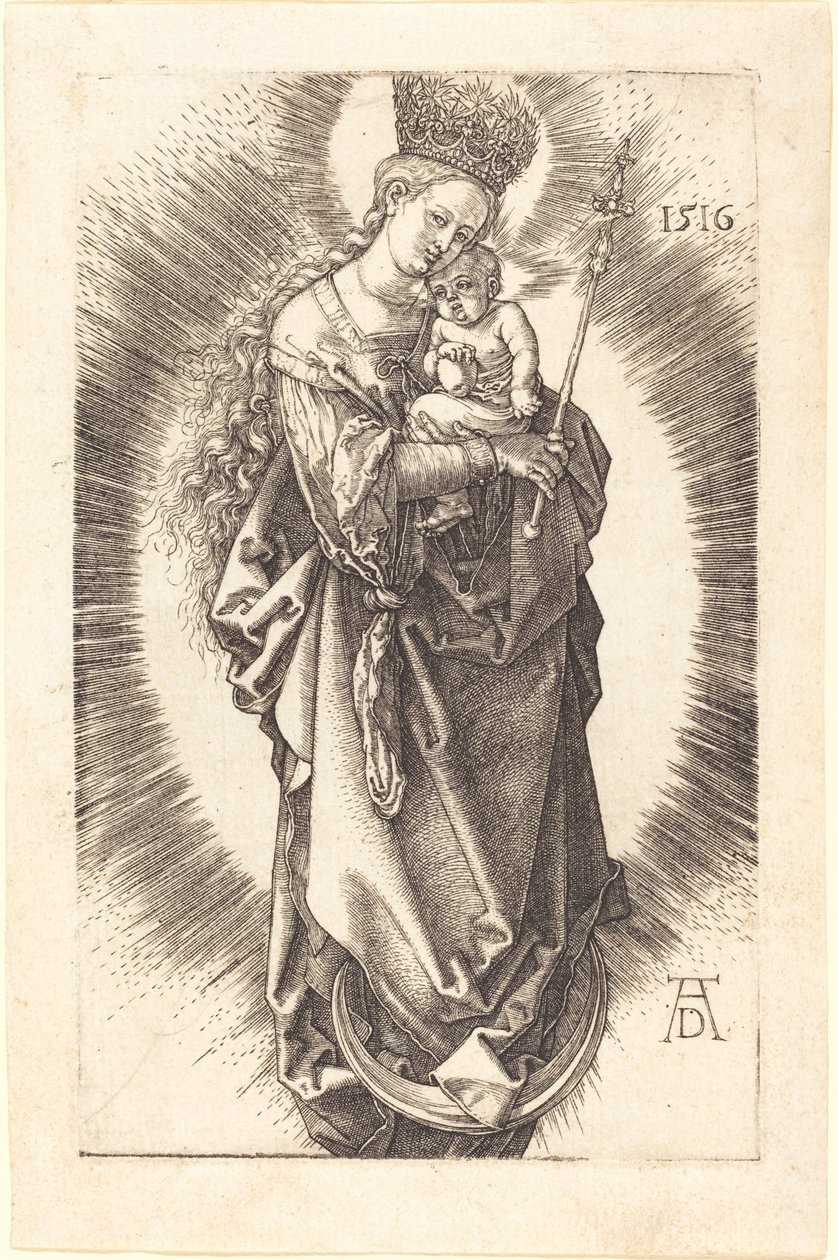 The Virgin and Child on a Crescent with a Sceptre and a Starry Crown by Albrecht Dürer