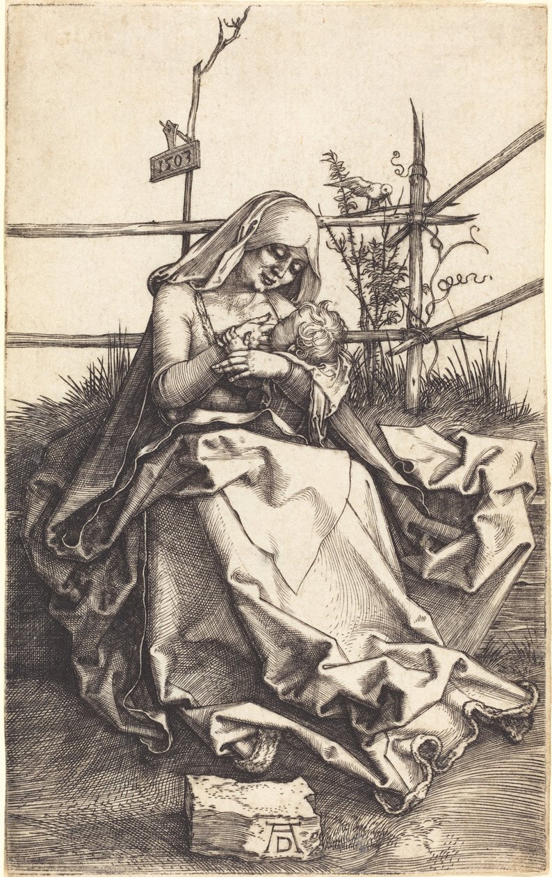 The Virgin and Child on a Grassy Bench by Albrecht Dürer