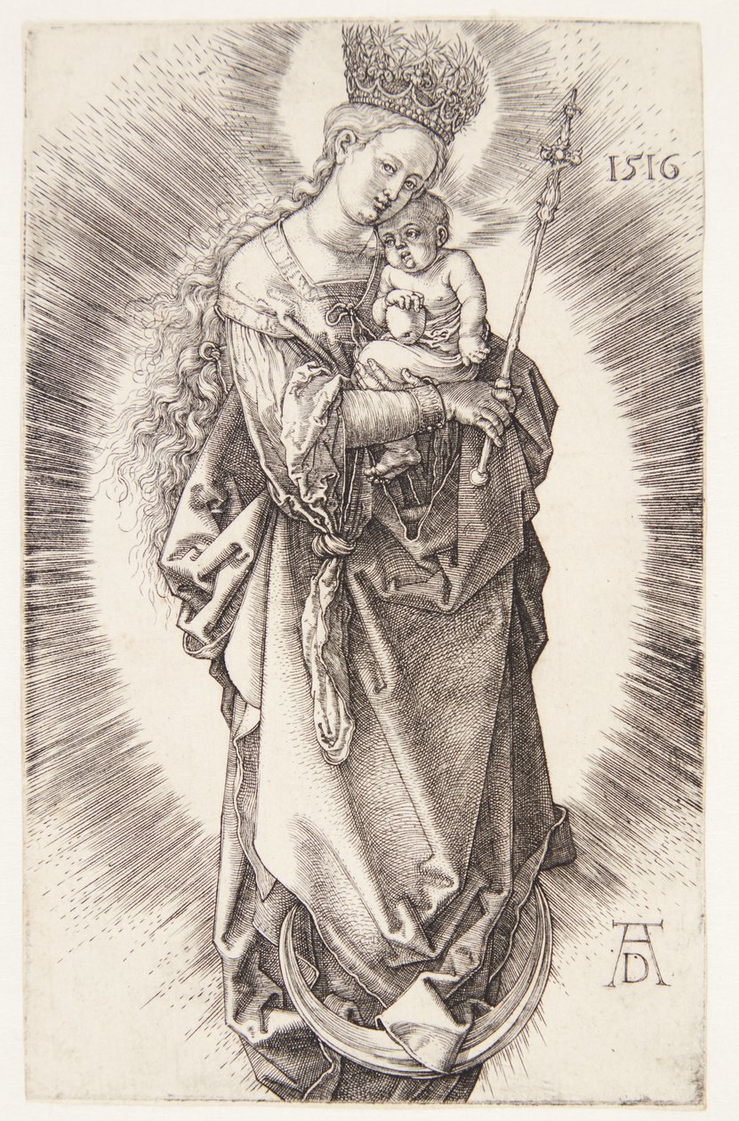 The Virgin on a Crescent with a Crown of Stars and a Scepter by Albrecht Dürer